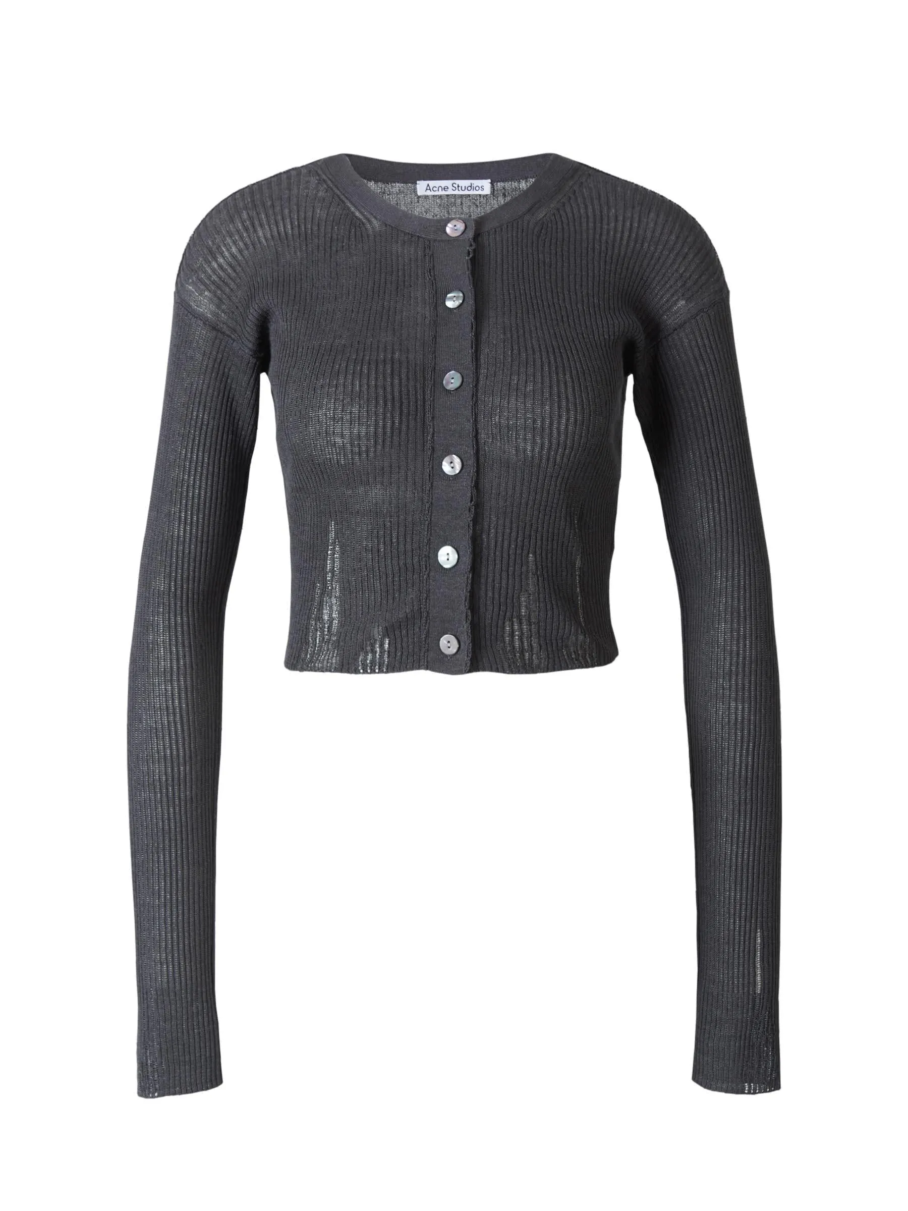 Acne Studios Distressed Ribbed Knit Cardigan