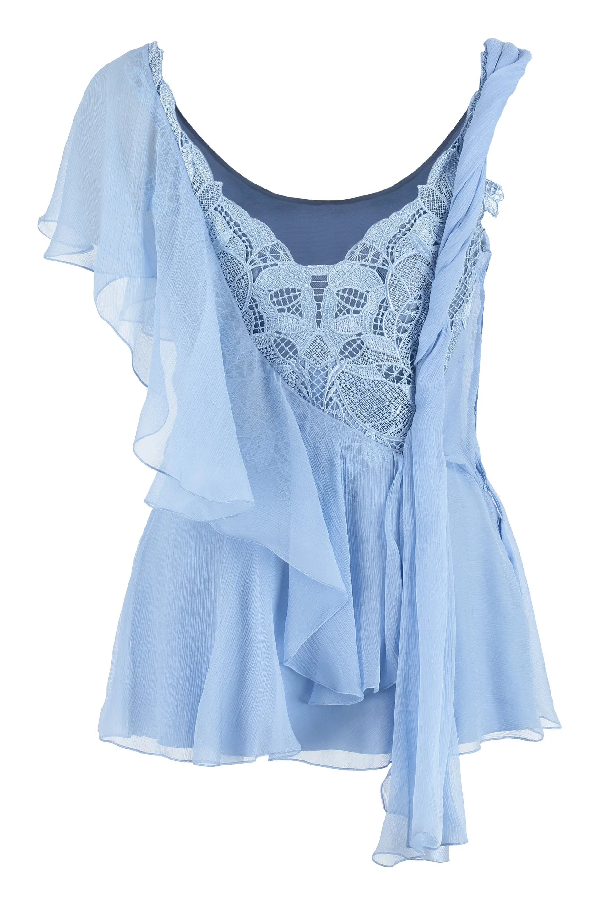 Alberta Ferretti Asymmetric Lace Detail Top