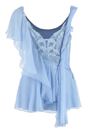 Alberta Ferretti Asymmetric Lace Detail Top