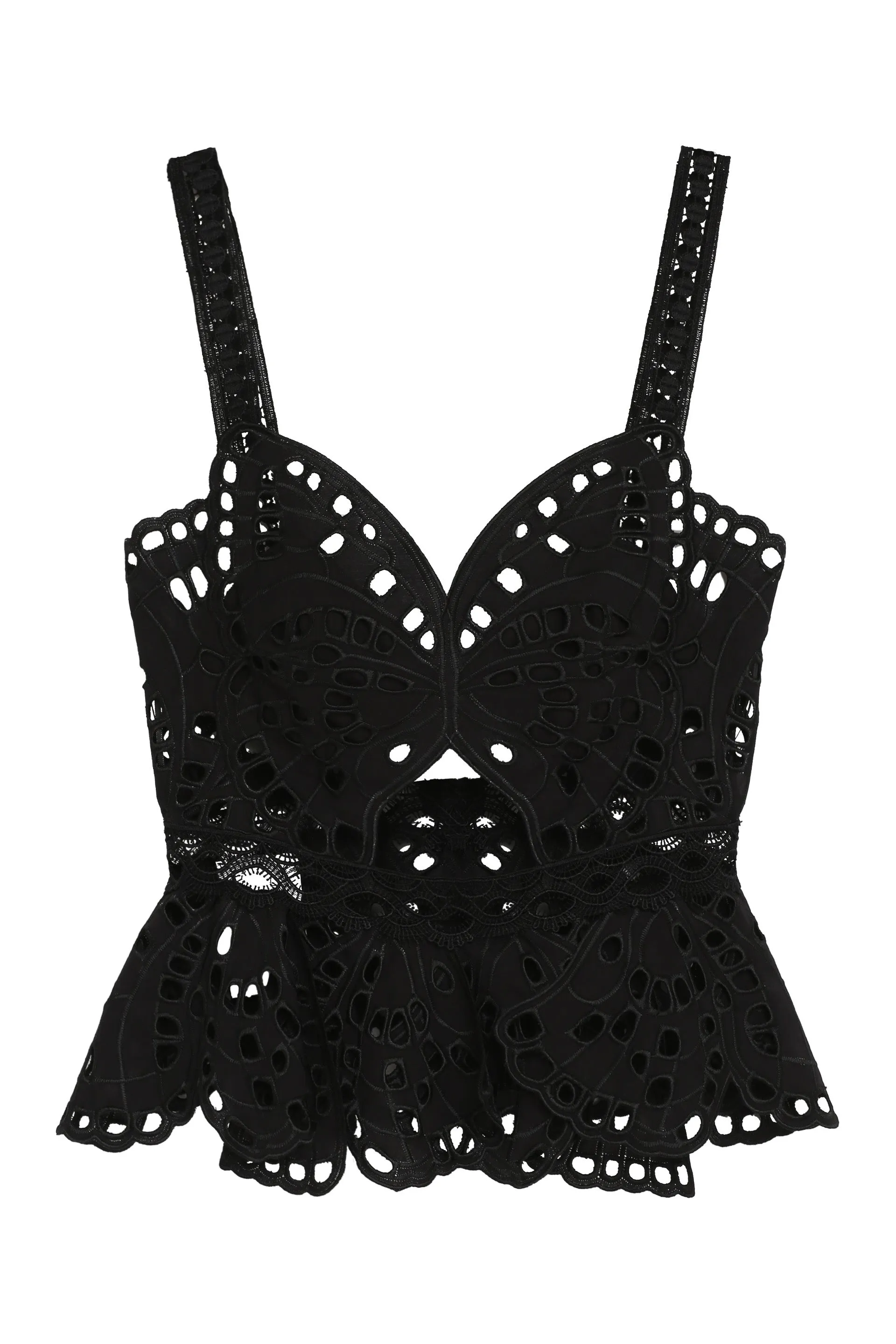 Alberta Ferretti Cut-Out Butterfly Lace Top