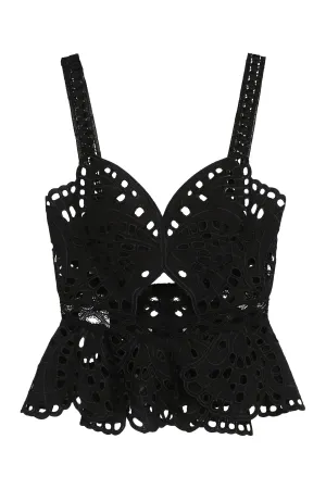 Alberta Ferretti Cut-Out Butterfly Lace Top