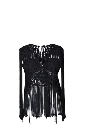 Alberta Ferretti Fringed Crewneck Top