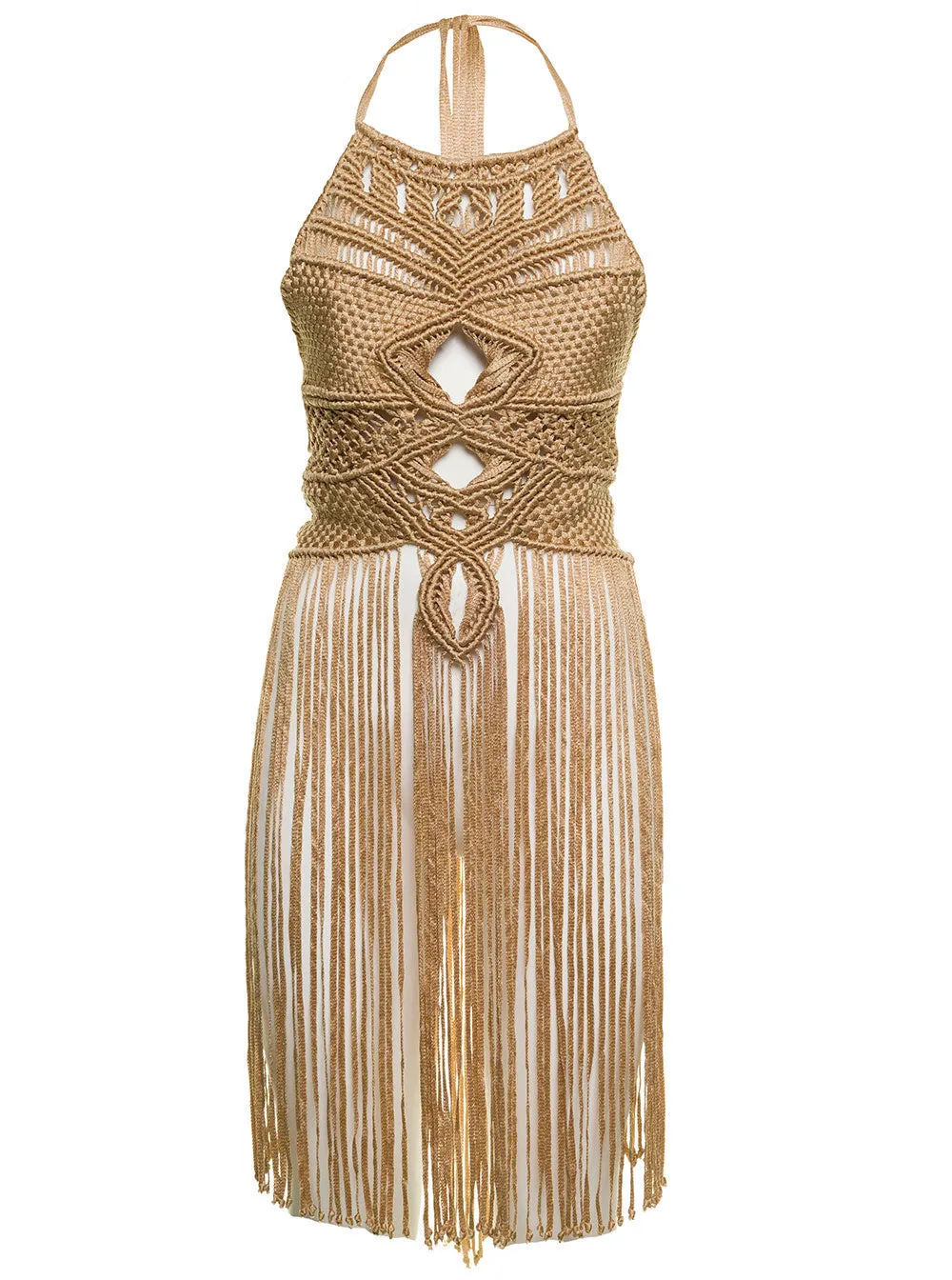 Alberta Ferretti Fringed Halter Neck Knitted Top