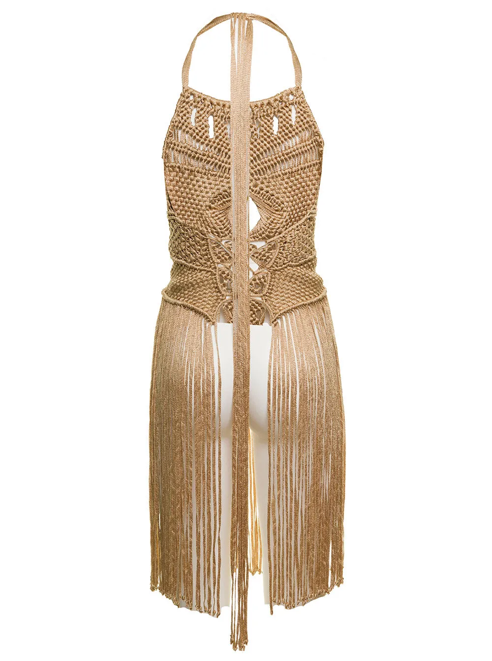 Alberta Ferretti Fringed Halter Neck Knitted Top