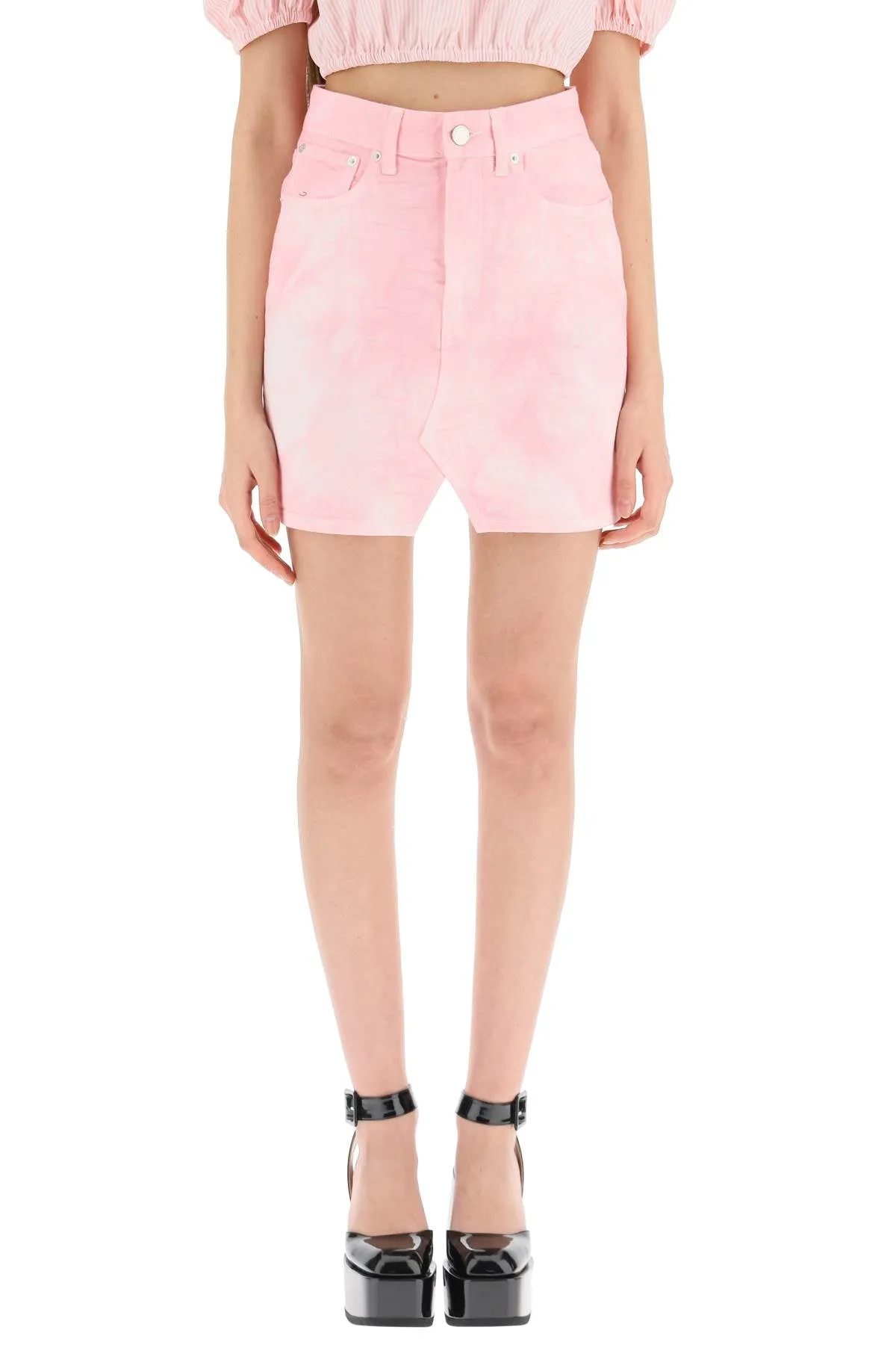 Alessandra Rich Bleached Denim Mini Skirt