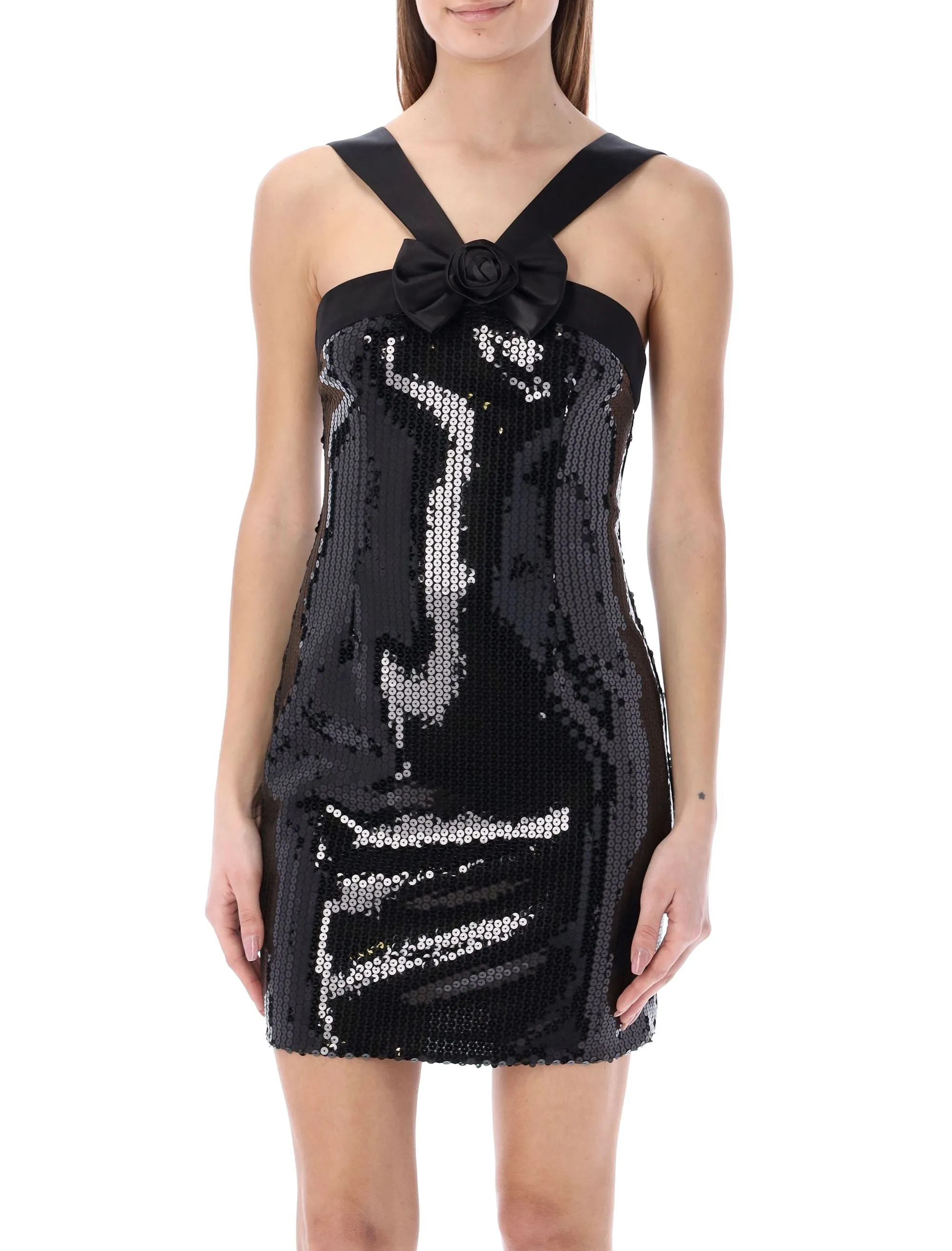Alessandra Rich Bow Detailed Sequin Mini Dress