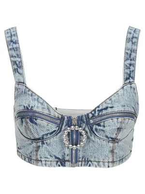 Alessandra Rich Crystal-Embellished Bustier Top