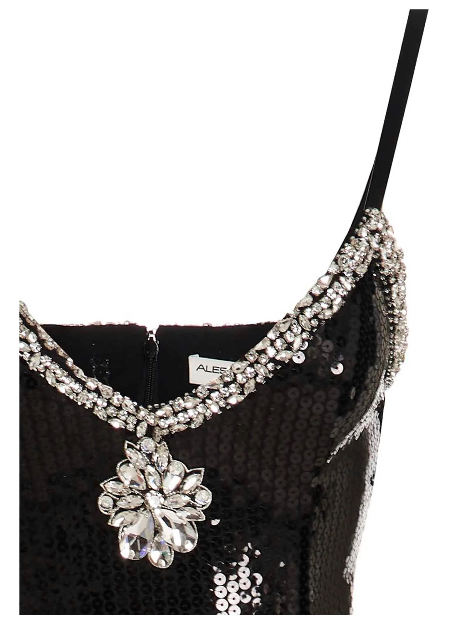 Alessandra Rich Crystal Embroidered Sequin Maxi Dress