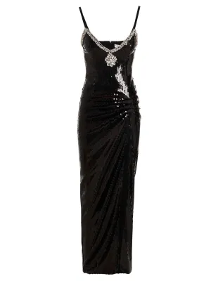 Alessandra Rich Crystal Embroidered Sequin Maxi Dress