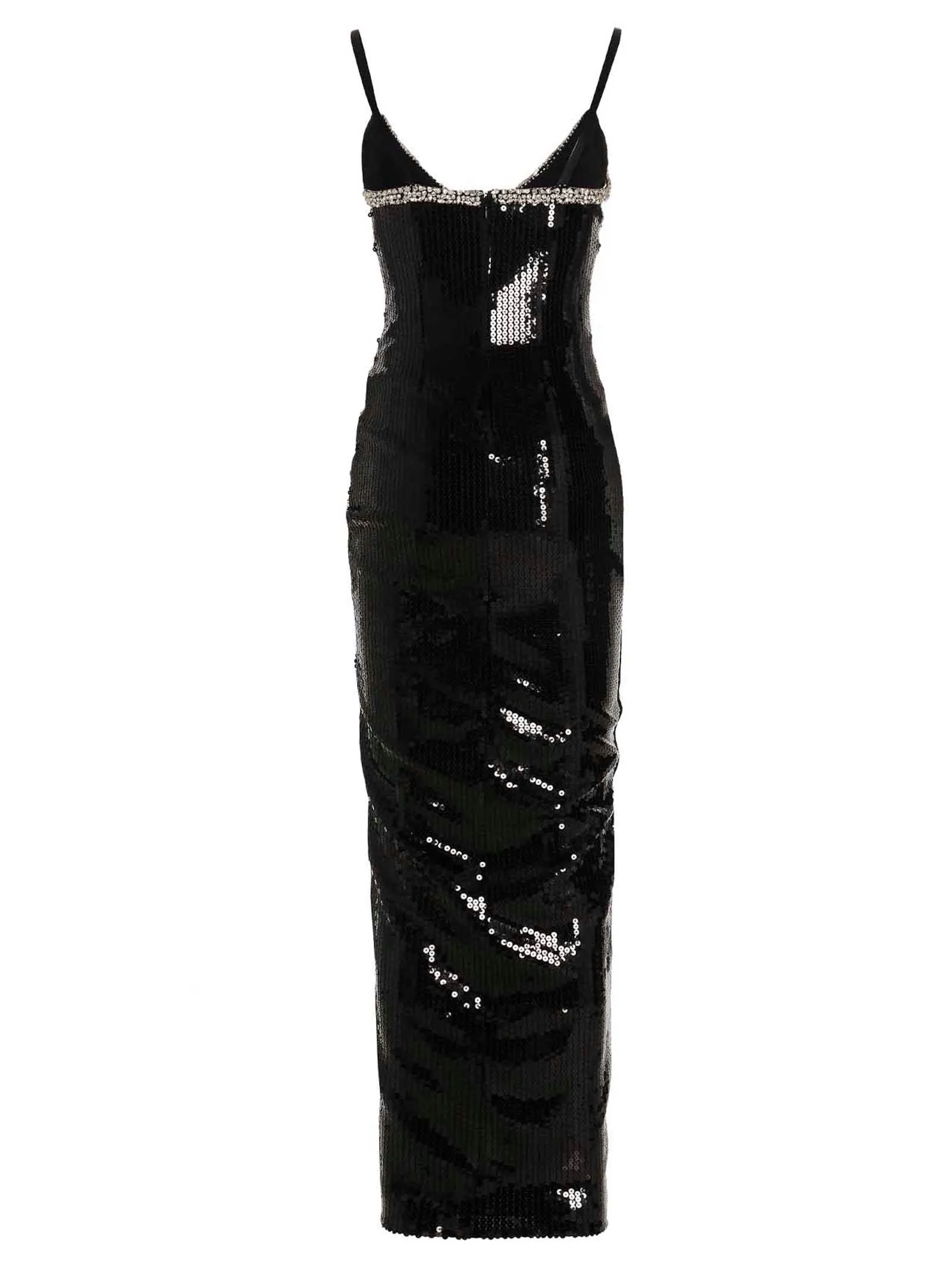 Alessandra Rich Crystal Embroidered Sequin Maxi Dress