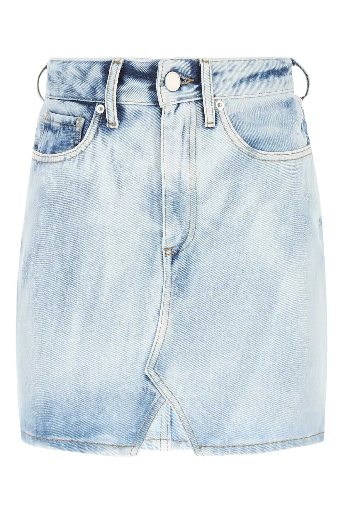 Alessandra Rich Logo Patch High Waisted Denim Skirt