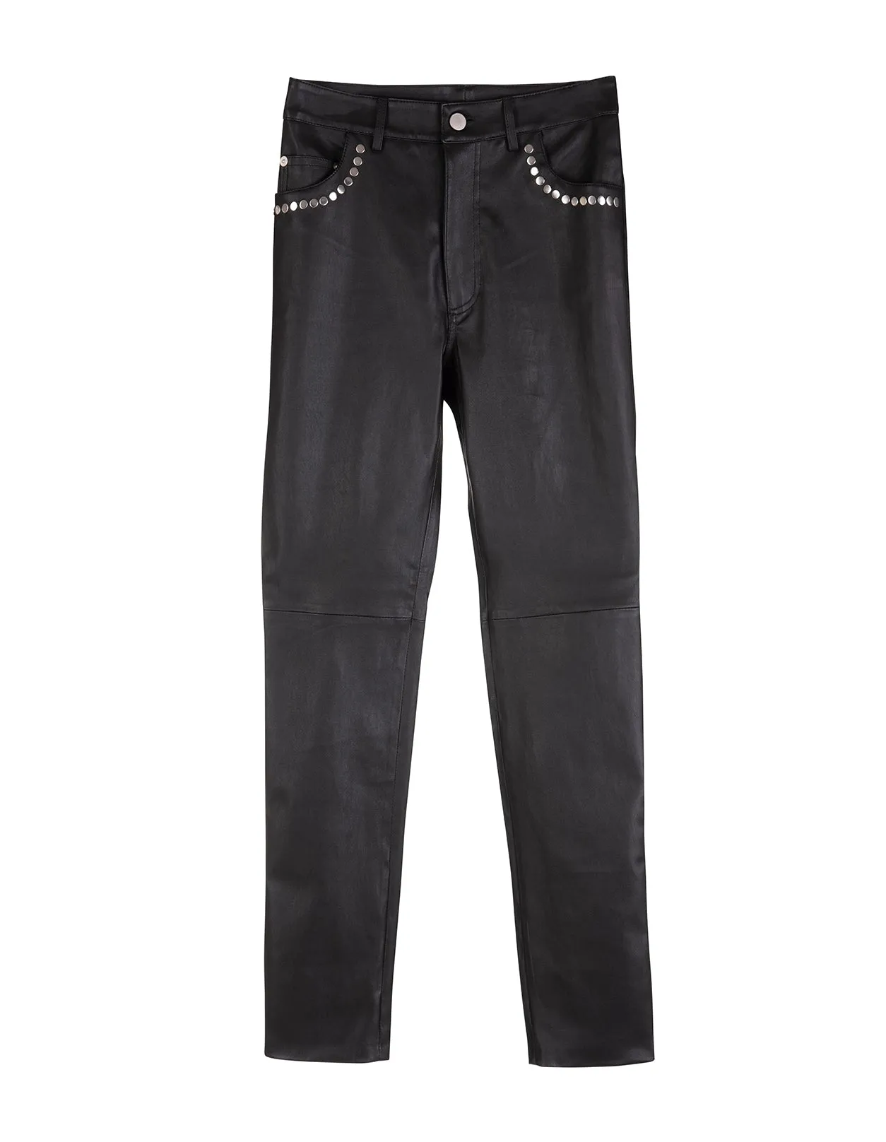 Alessandra Rich Studded Slim-Fit Leather Pants
