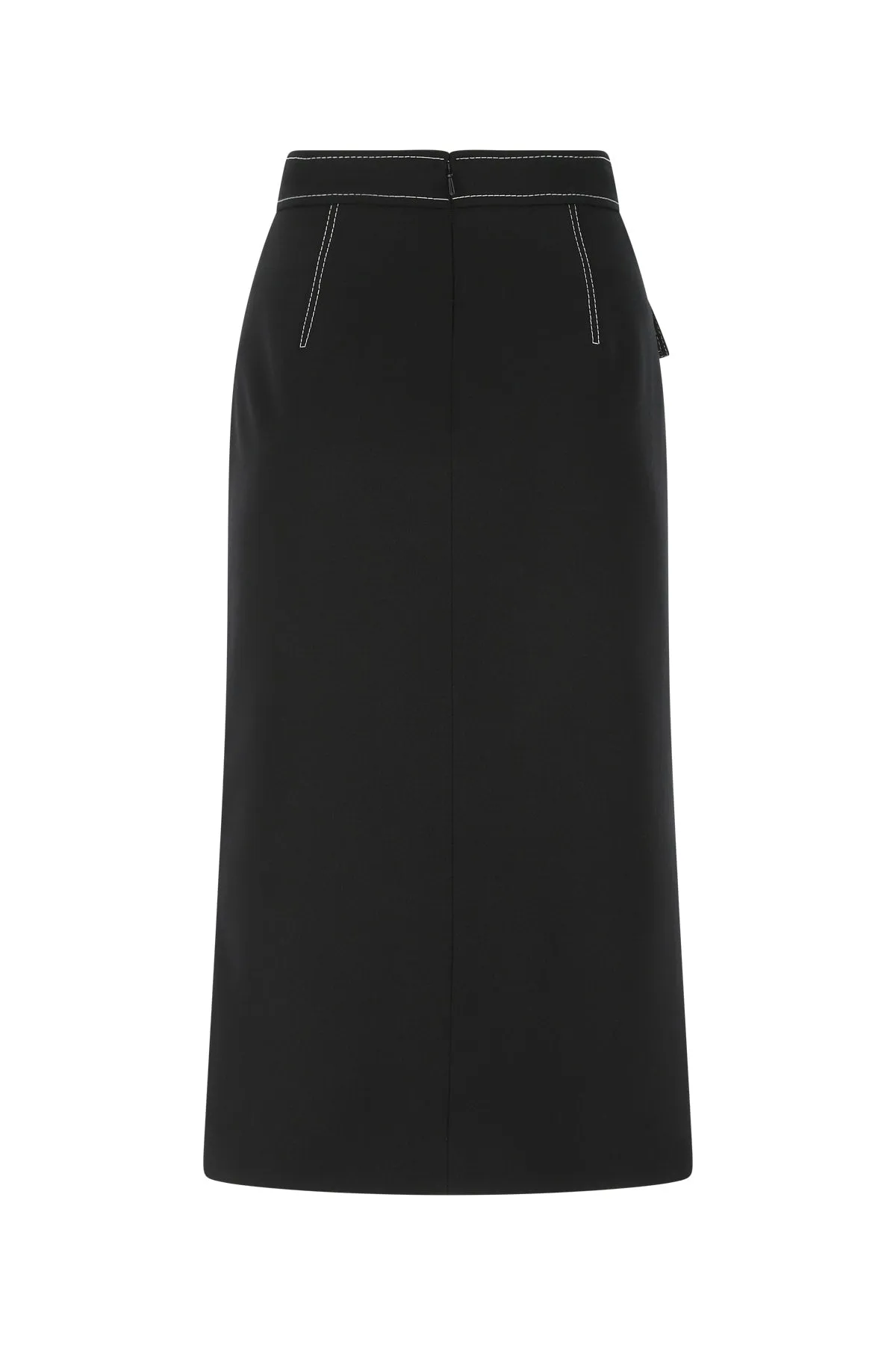 Alexander McQueen Contrast Stitched High Waist Midi Skirt