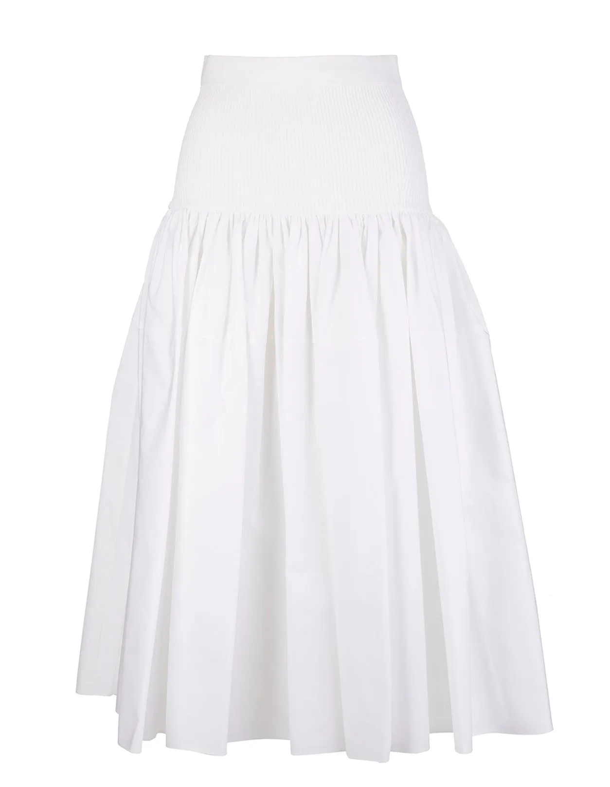 Alexander McQueen High Waisted Gathered Midi Skirt