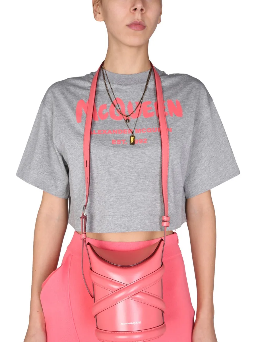Alexander McQueen Logo Printed Cropped T-Shirt