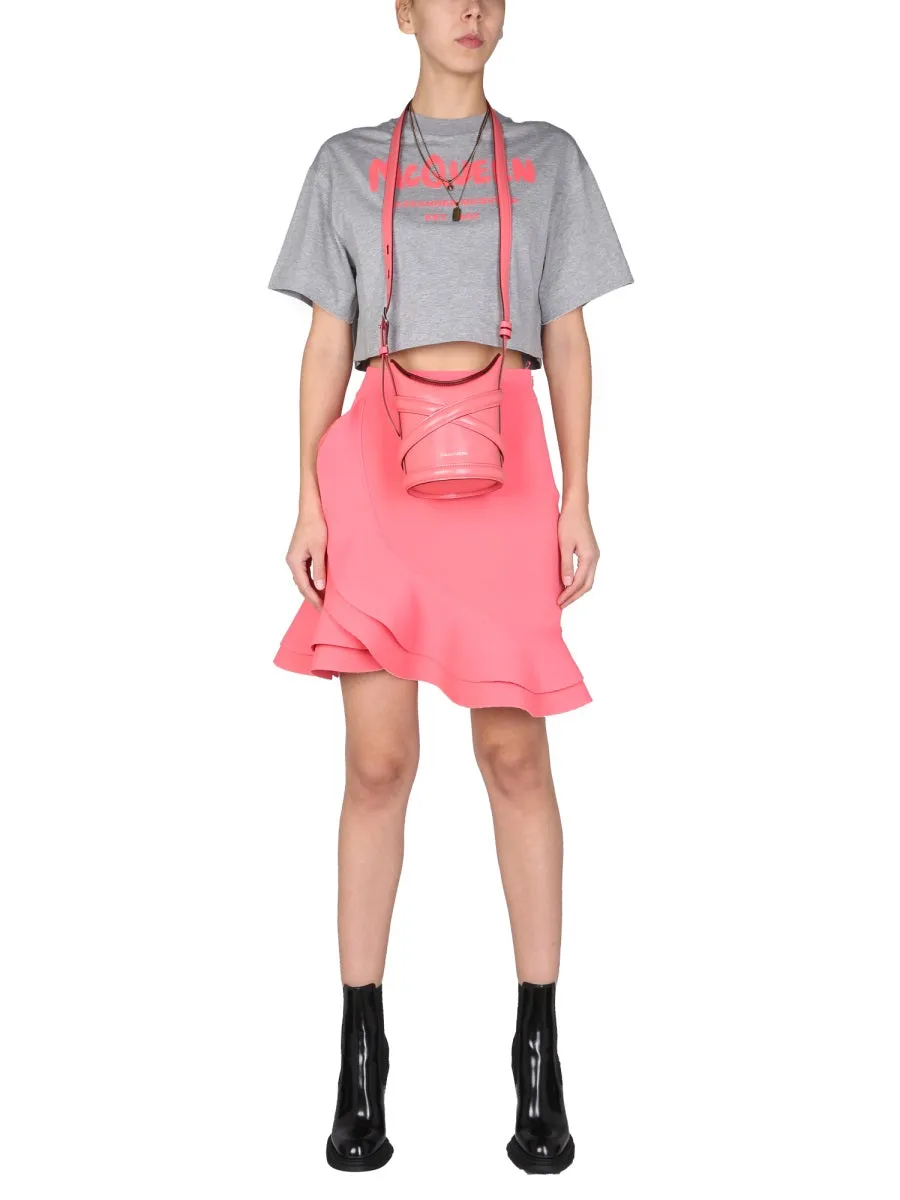 Alexander McQueen Logo Printed Cropped T-Shirt