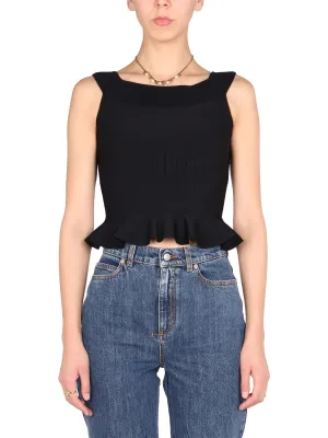 Alexander McQueen Ruffled Bottom Cropped Knitted Top