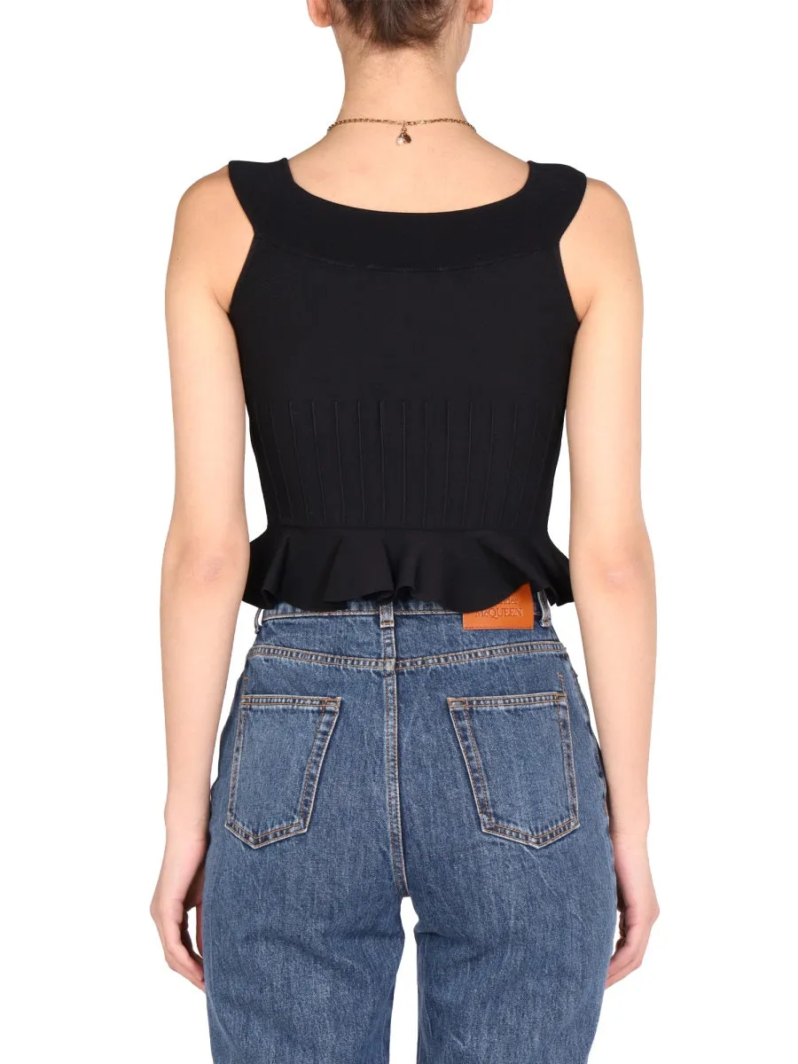 Alexander McQueen Ruffled Bottom Cropped Knitted Top