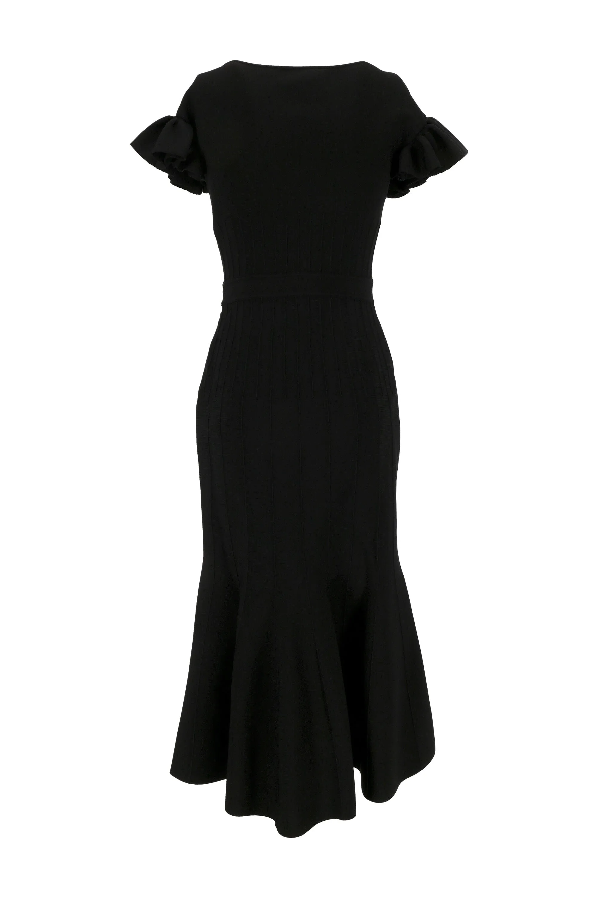 Alexander McQueen Ruffled Sleeve V-Neck Midi Dress