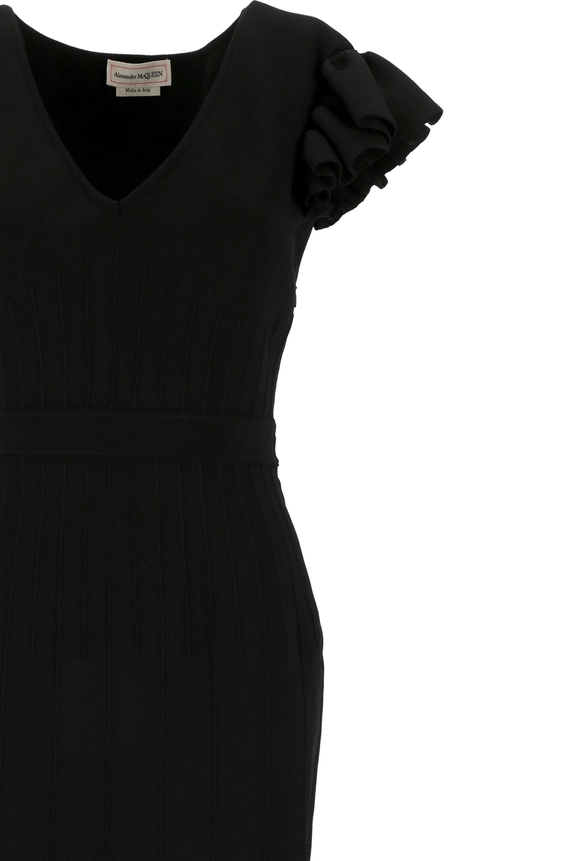 Alexander McQueen Ruffled Sleeve V-Neck Midi Dress