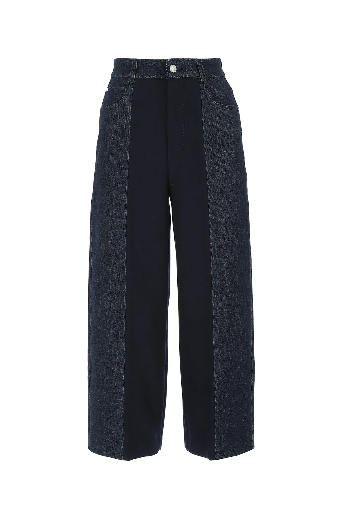 Alexander McQueen Two-Tone Wide-Leg Cropped Jeans