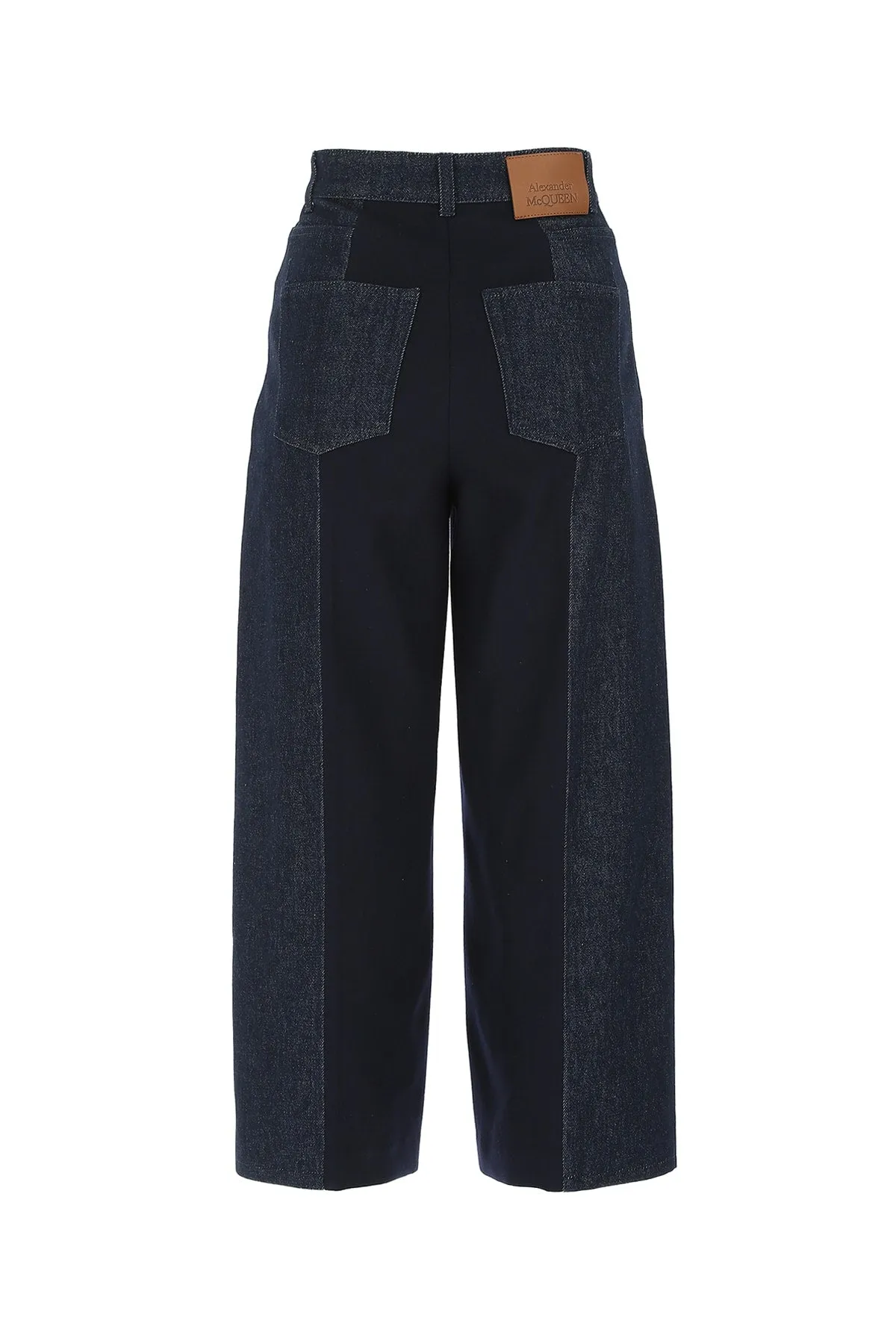 Alexander McQueen Two-Tone Wide-Leg Cropped Jeans
