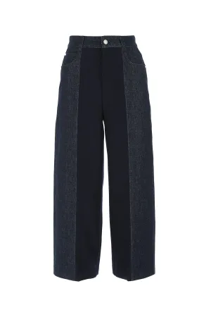Alexander McQueen Two-Tone Wide-Leg Cropped Jeans