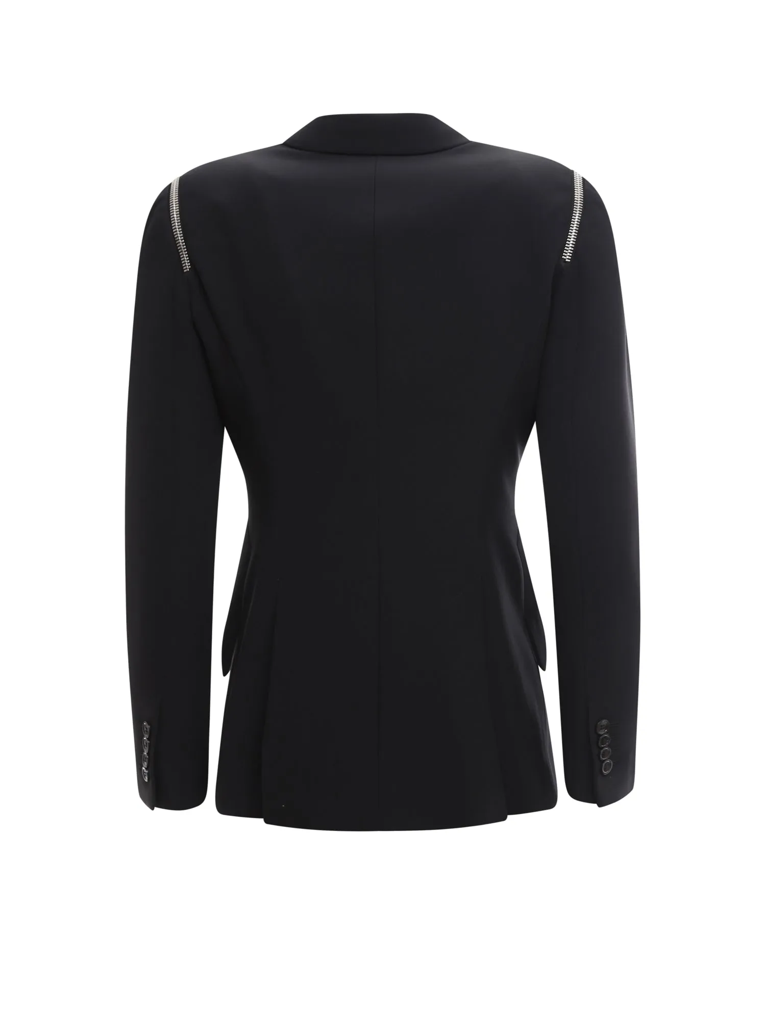Alexander McQueen Zip Peak Shoulder Leaf Crepe Jacket