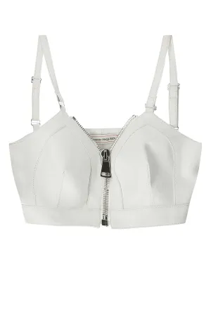 Alexander McQueen Zipped V-Neck Cropped Top