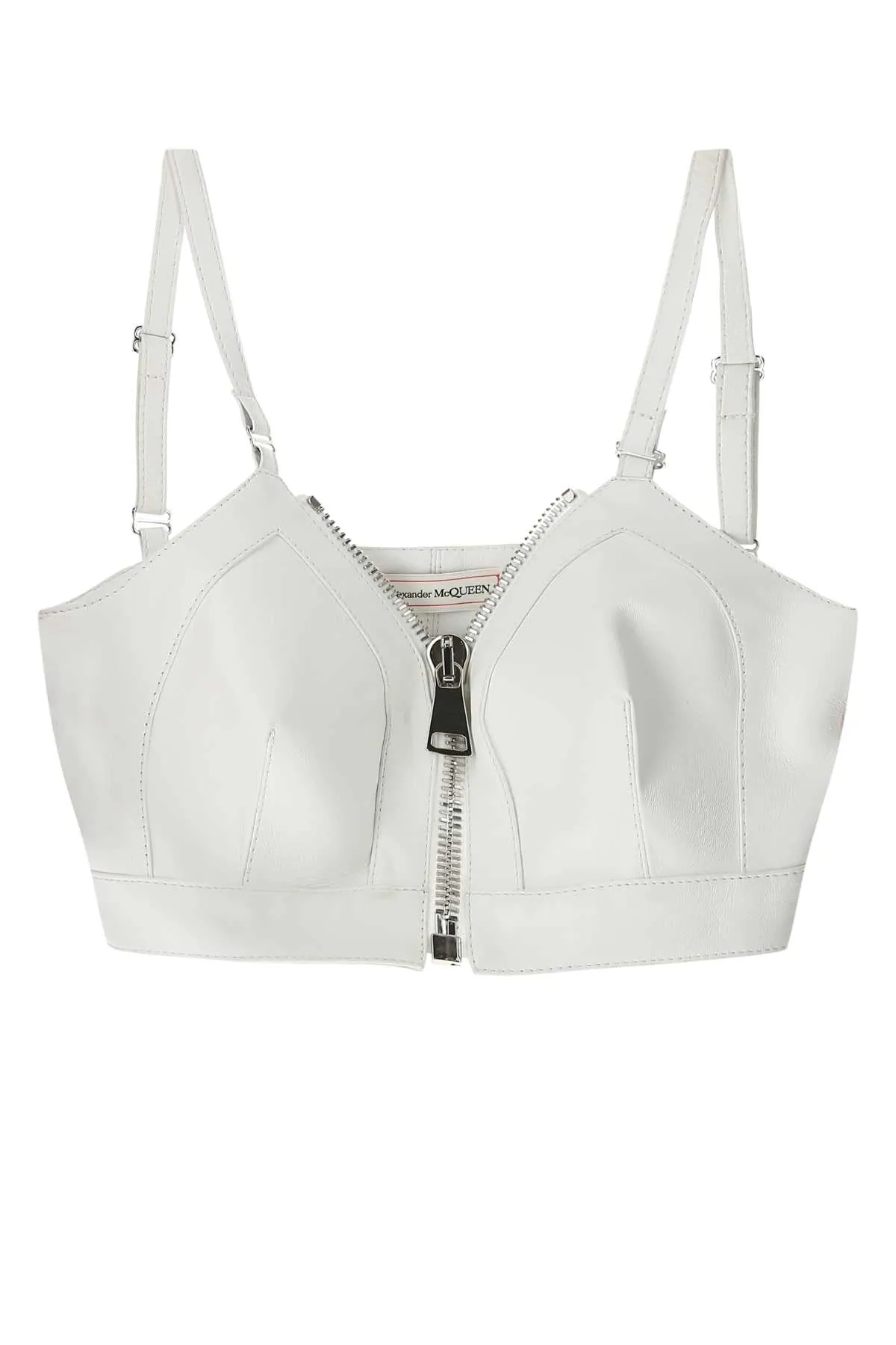 Alexander McQueen Zipped V-Neck Cropped Top
