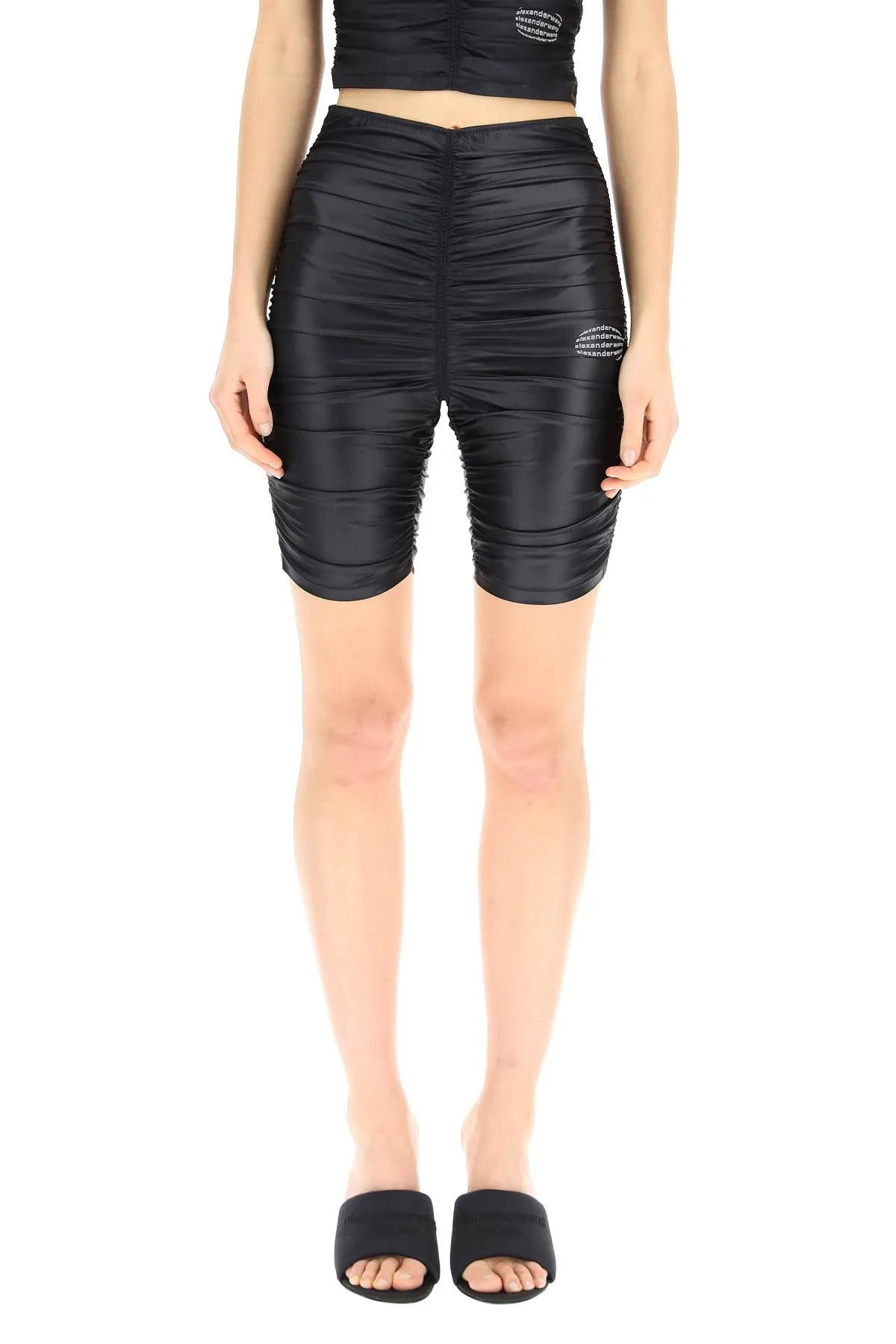 Alexander Wang Ruched Detail Logo Shorts