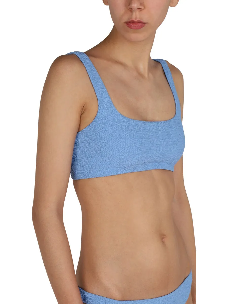 Alexander Wang Textured Logo Jersey Bikini Top