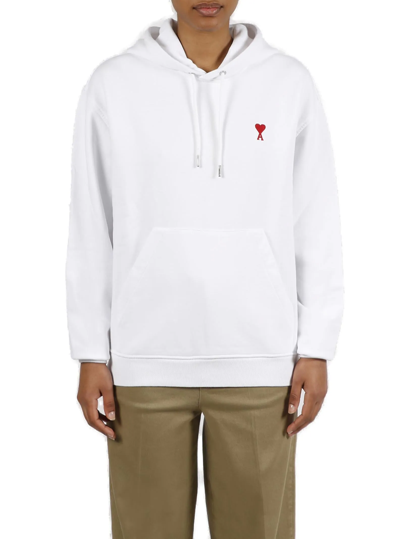 AMI Logo Embroidered Drawstring Hoodie