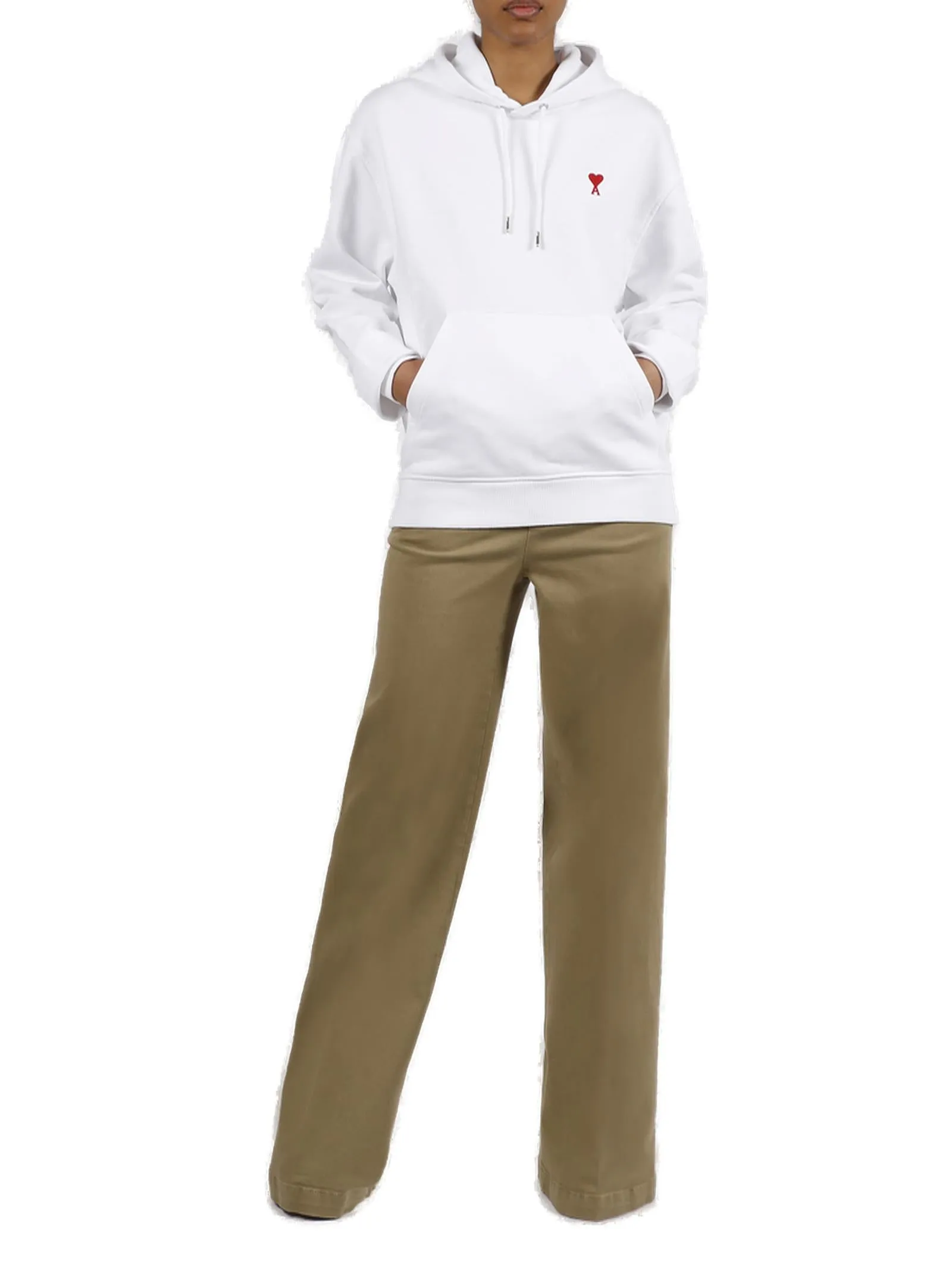 AMI Logo Embroidered Drawstring Hoodie
