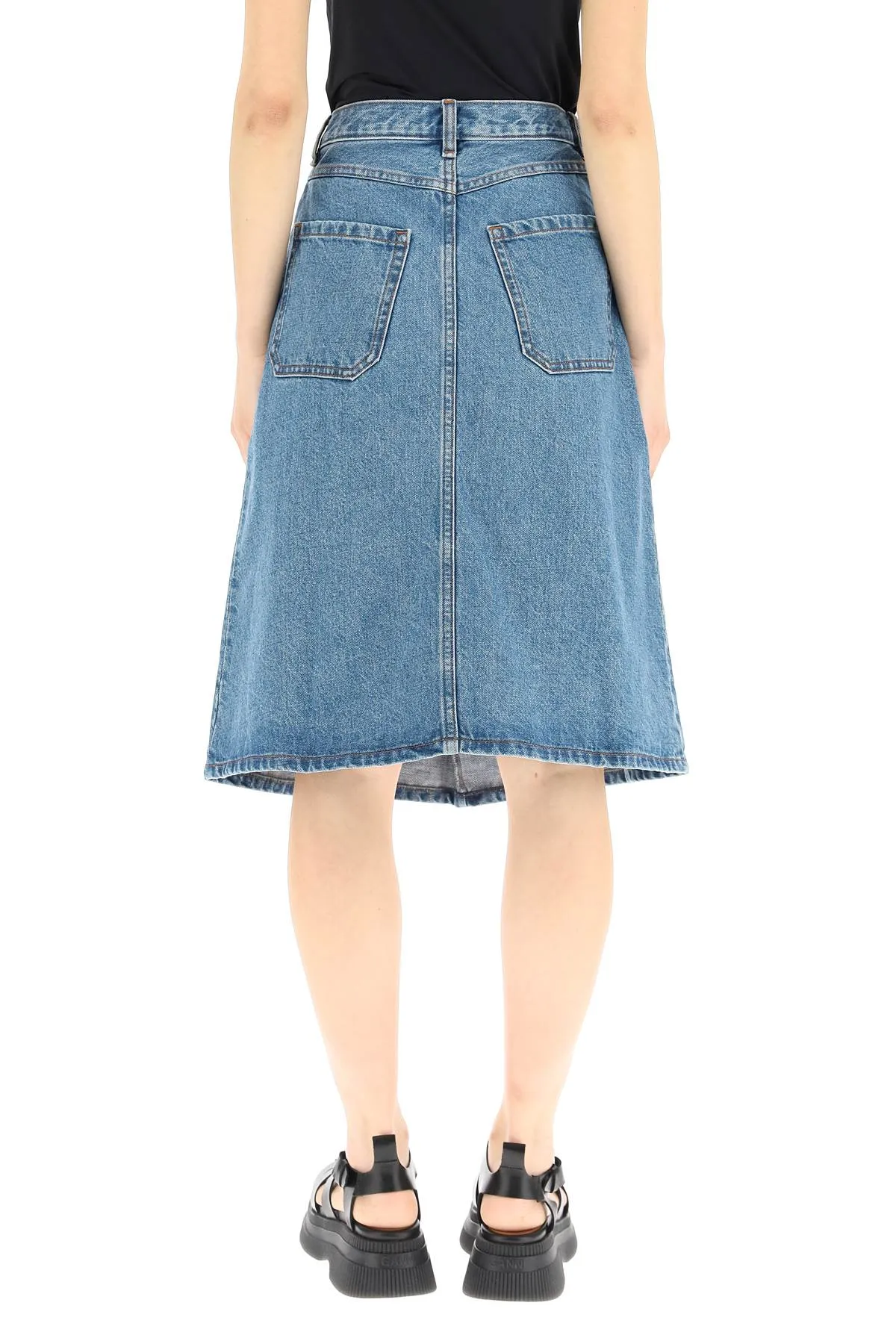 A.P.C. High Waist Denim Midi Skirt