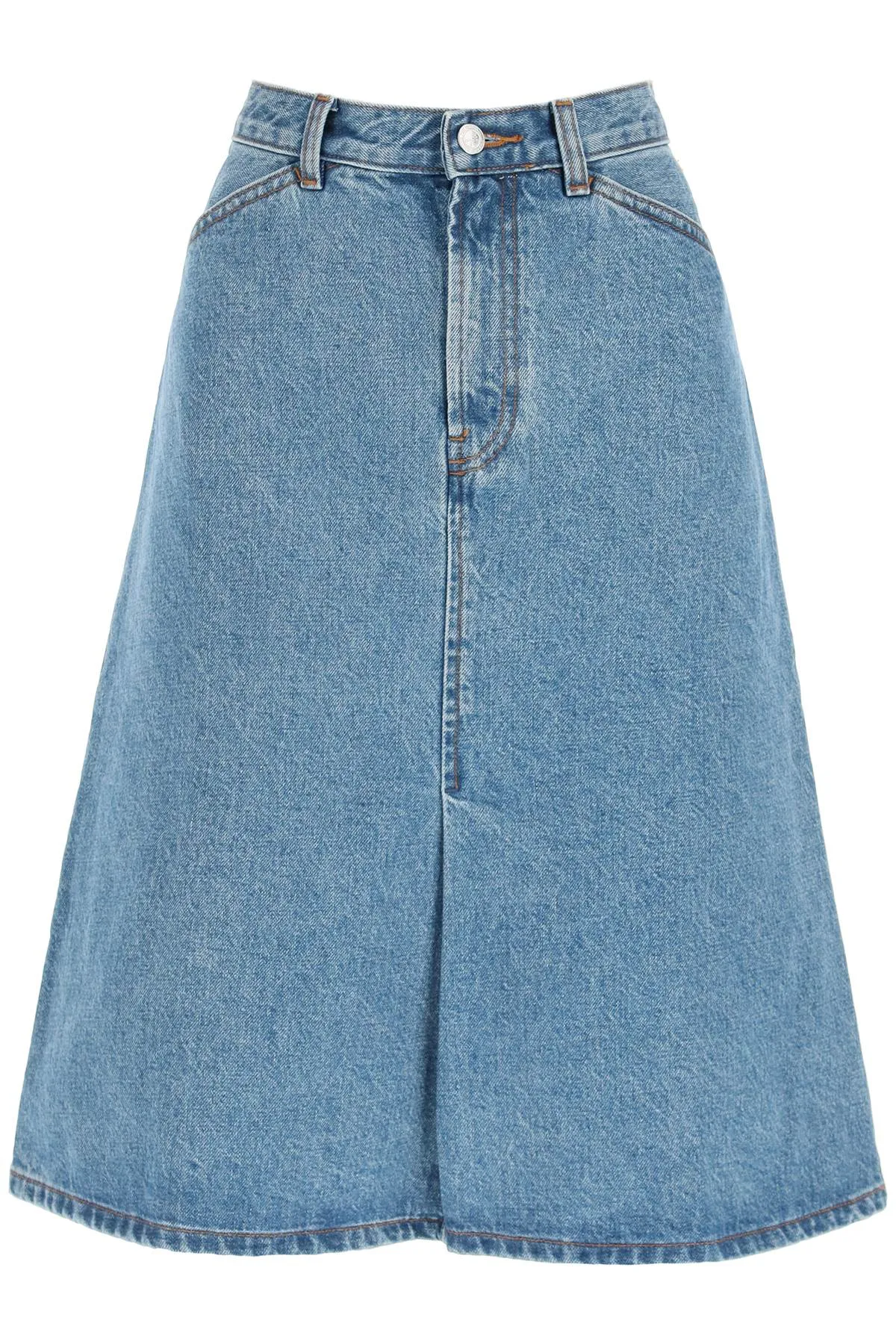 A.P.C. High Waist Denim Midi Skirt