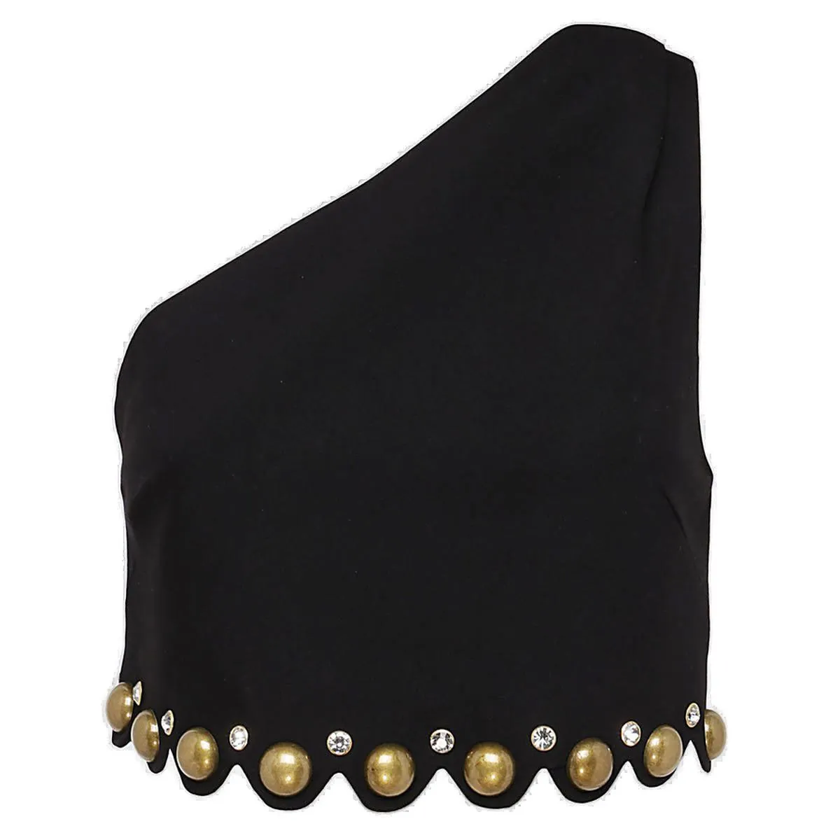 Area Scalloped One Shoulder Cropped Top