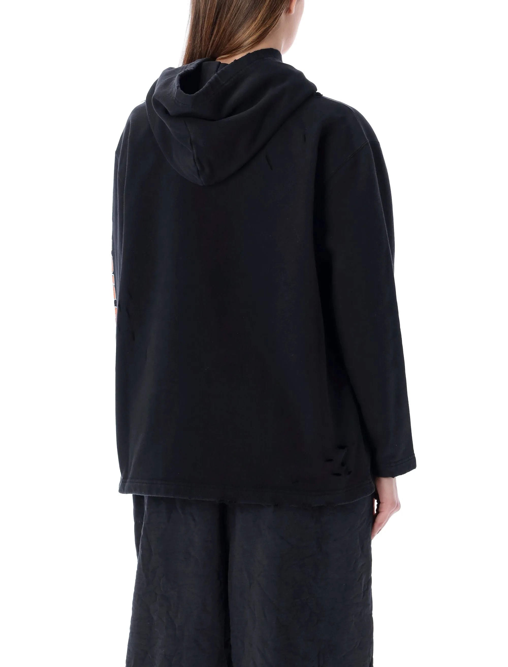 Balenciaga Distressed Logo Printed Hoodie