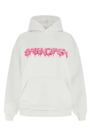 Balenciaga Logo Print Ribbed Hem Hoodie