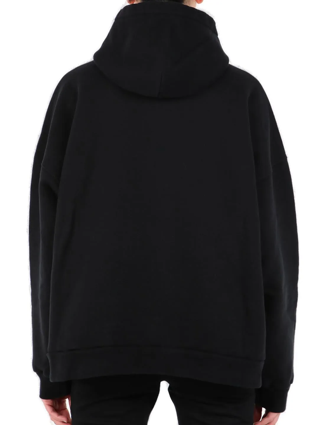 Balenciaga Logo Print Ribbed Hem Hoodie