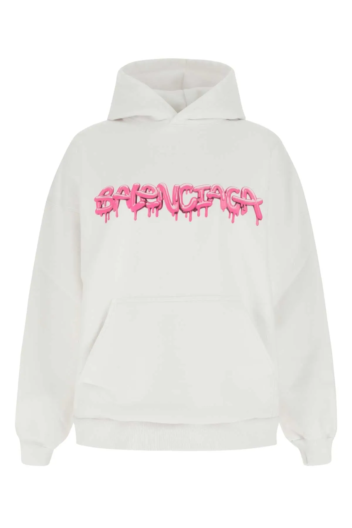 Balenciaga Logo Print Ribbed Hem Hoodie