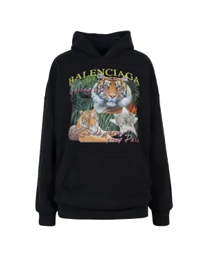 Balenciaga Printed Drawstring Hoodie