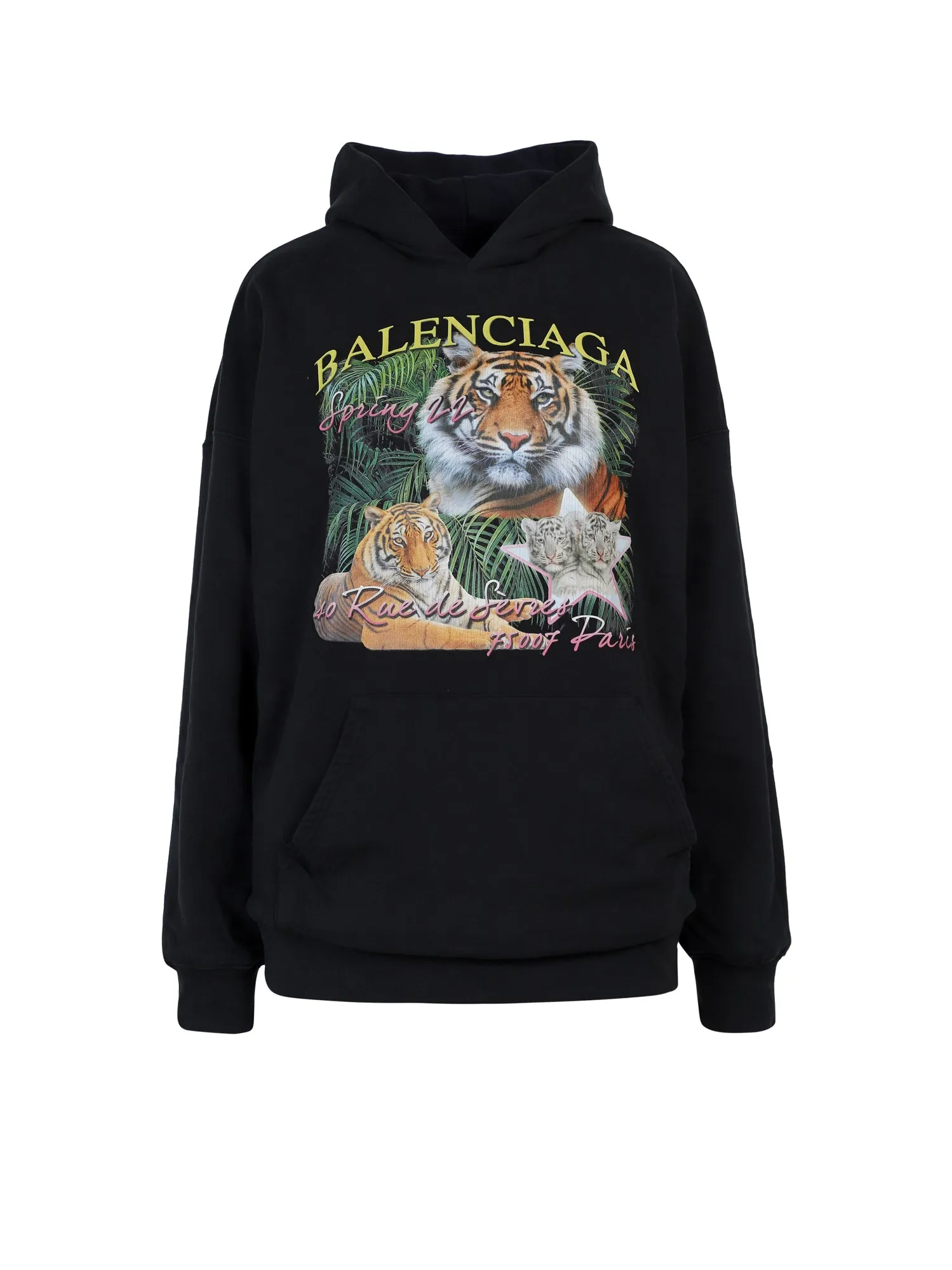 Balenciaga Printed Drawstring Hoodie