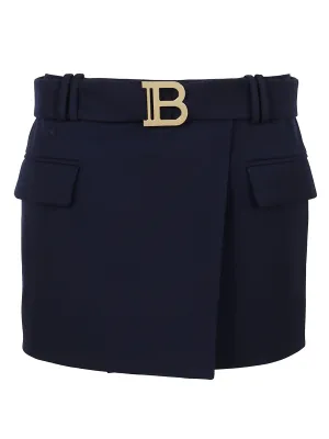 Balmain B Buckle Low-Rise Mini Skirt