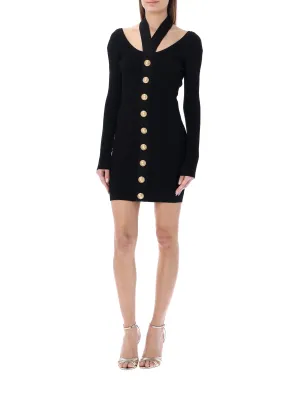 Balmain Cut Out Open Back Knit Mini Dress