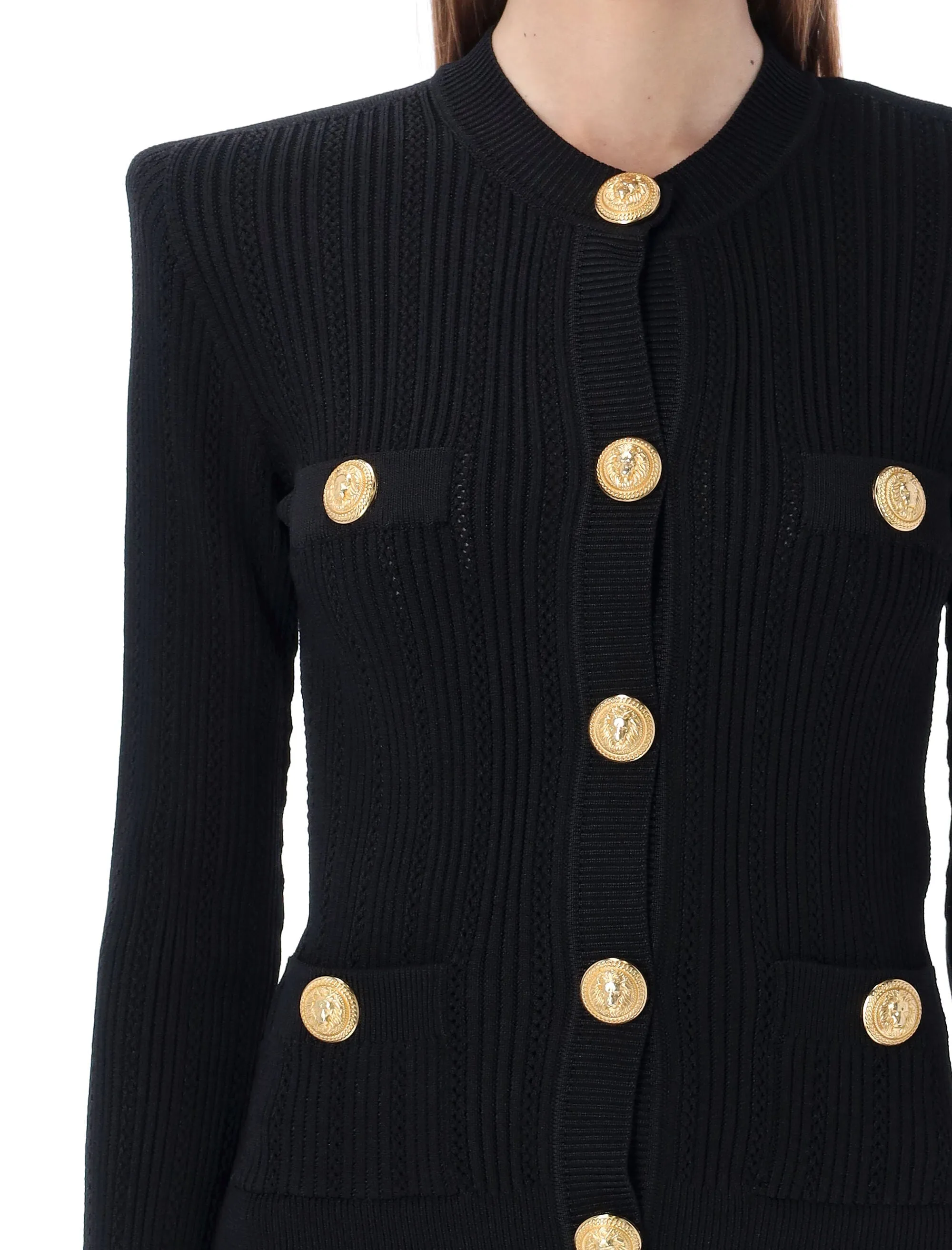 Balmain Embossed Button Knit Cardigan