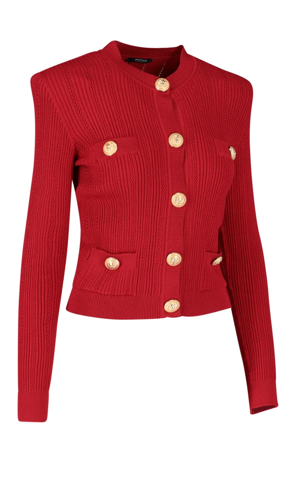 Balmain Embossed Button Knit Cardigan