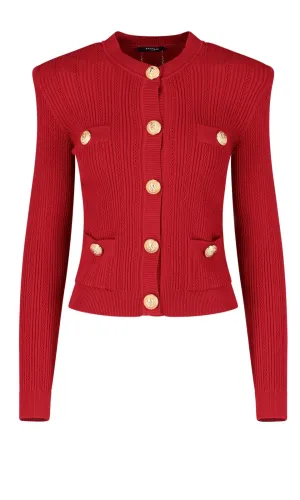 Balmain Embossed Button Knit Cardigan