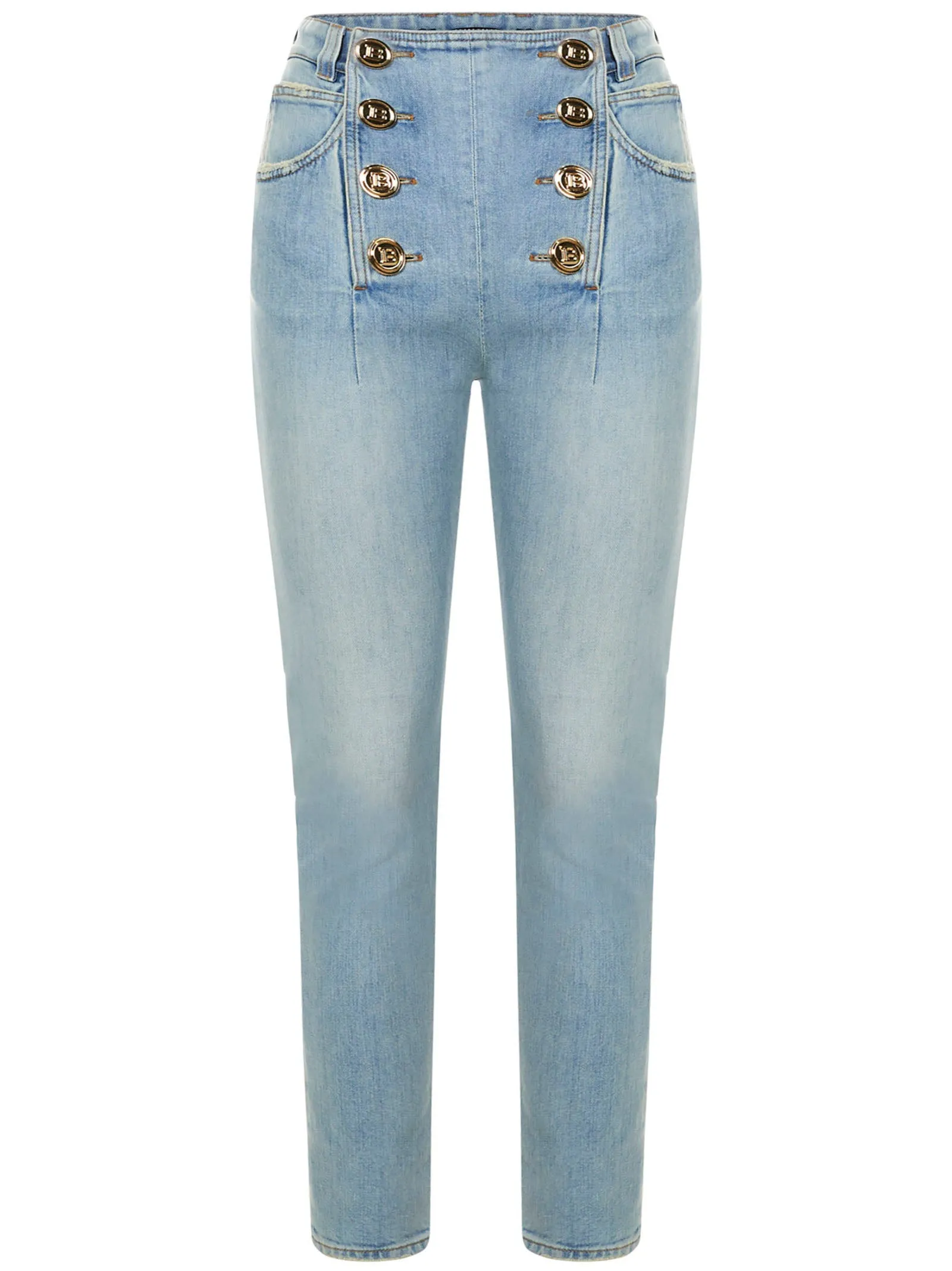 Balmain High Waist Button-Detailed Skinny Jeans