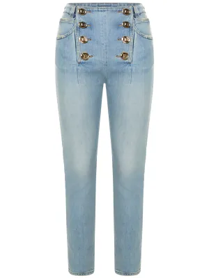 Balmain High Waist Button-Detailed Skinny Jeans